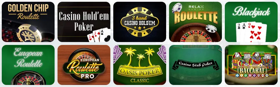 Jeux de table au Spin Away Casino