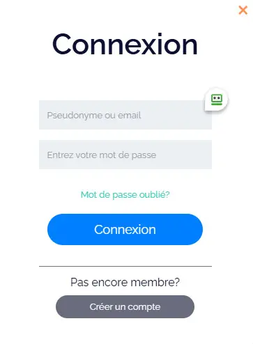 Connexion des membres du SPIN AWAY CASINO