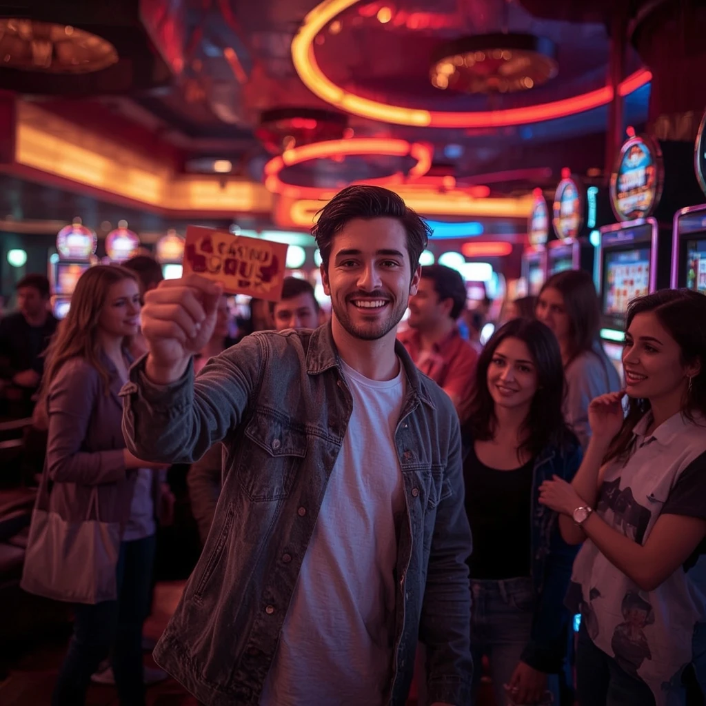 une personne tenant un bonus du casino Spin Away